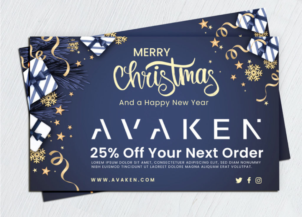 Christmas voucher for Avaken by T&M Print